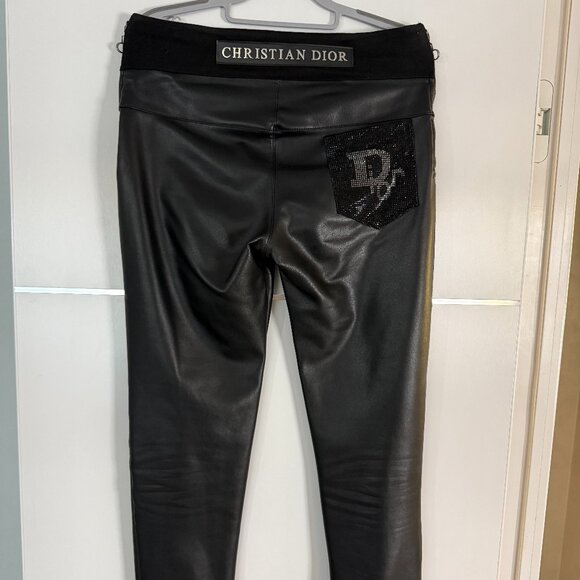 Black Lambskin Leather Leggings, Size M - Picture 3 of 5